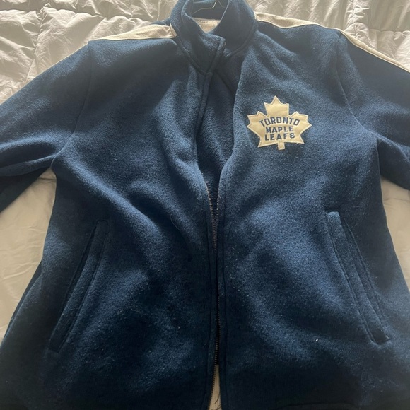 CCM Blue and White Varsity Bomber Jacket - Picture 3 of 6